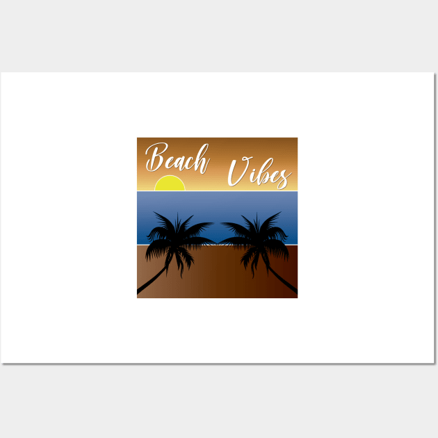 Colorful Vector Drawing Beach Vibes Wall Art by RPMELO